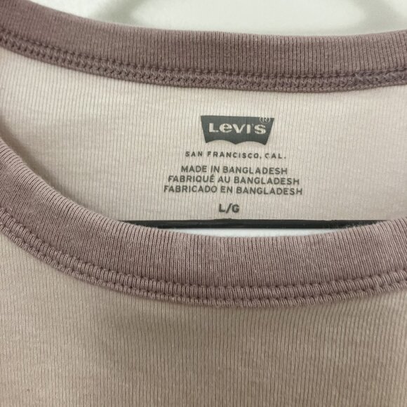 Levi's Graphic Long Sleeve Ringer T-Shirt in Mauve Chalk Pink Size L - Picture 5 of 5